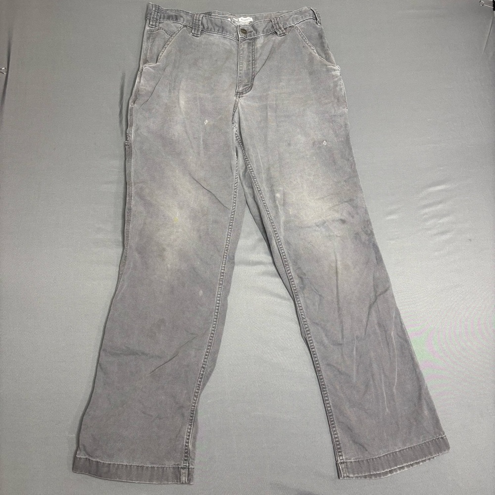 Carhartt Pants Mens 34x32 Rugged Flex Gray Relaxed Fit Canvas Work BN2291-M